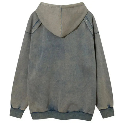 Vintage Oversized Hoodie Coat Streetwear Hip Hop Full Zip Up Washed Hooded Sweatshirt Y2K Men Harajuku Punk Gothic Loose Jackets Hominus Denim