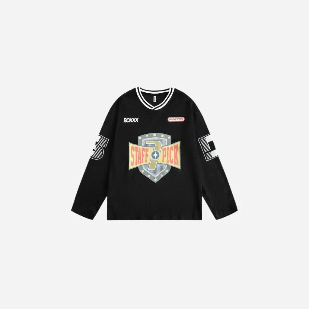 Vintage Oversized Long Sleeves V Neck Jersey Tee Hominus Denim
