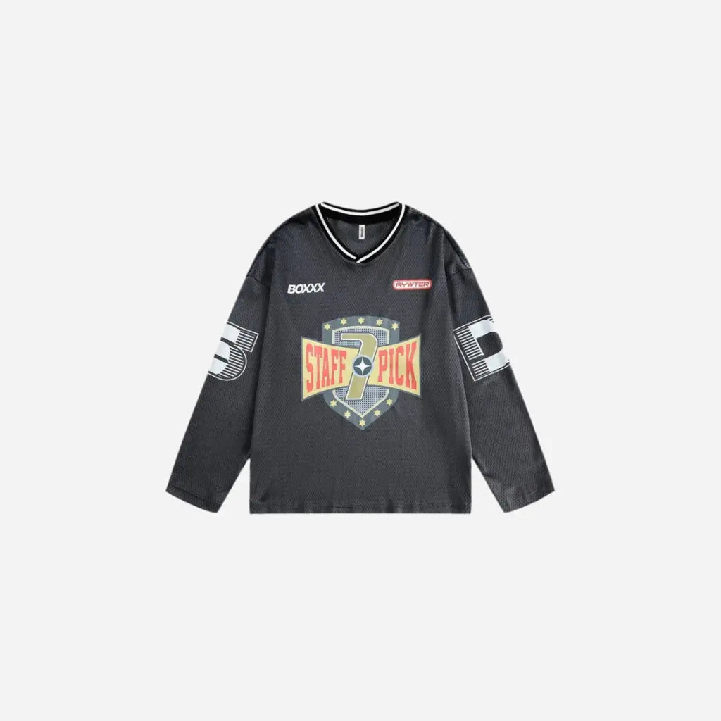 Vintage Oversized Long Sleeves V Neck Jersey Tee Hominus Denim