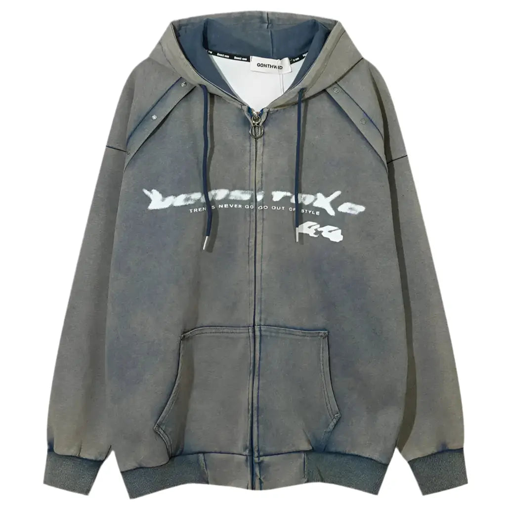 Vintage Oversized Washed Y2K Printed Hoodie Hominus Denim