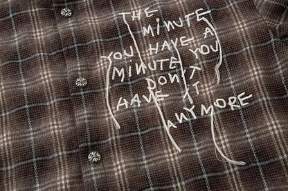 Vintage Plaid Shirts Fake Two Piece Loose Long Sleeve Shirts Button Up Blouse Streetwear Harajuku Hip Hop Shirts Hominus Denim