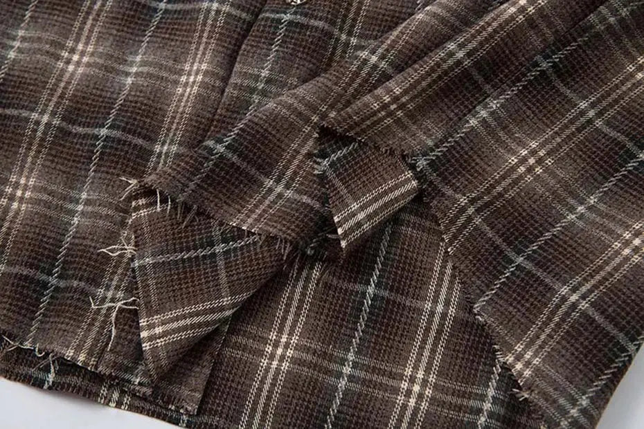 Vintage Plaid Shirts Fake Two Piece Loose Long Sleeve Shirts Button Up Blouse Streetwear Harajuku Hip Hop Shirts Hominus Denim