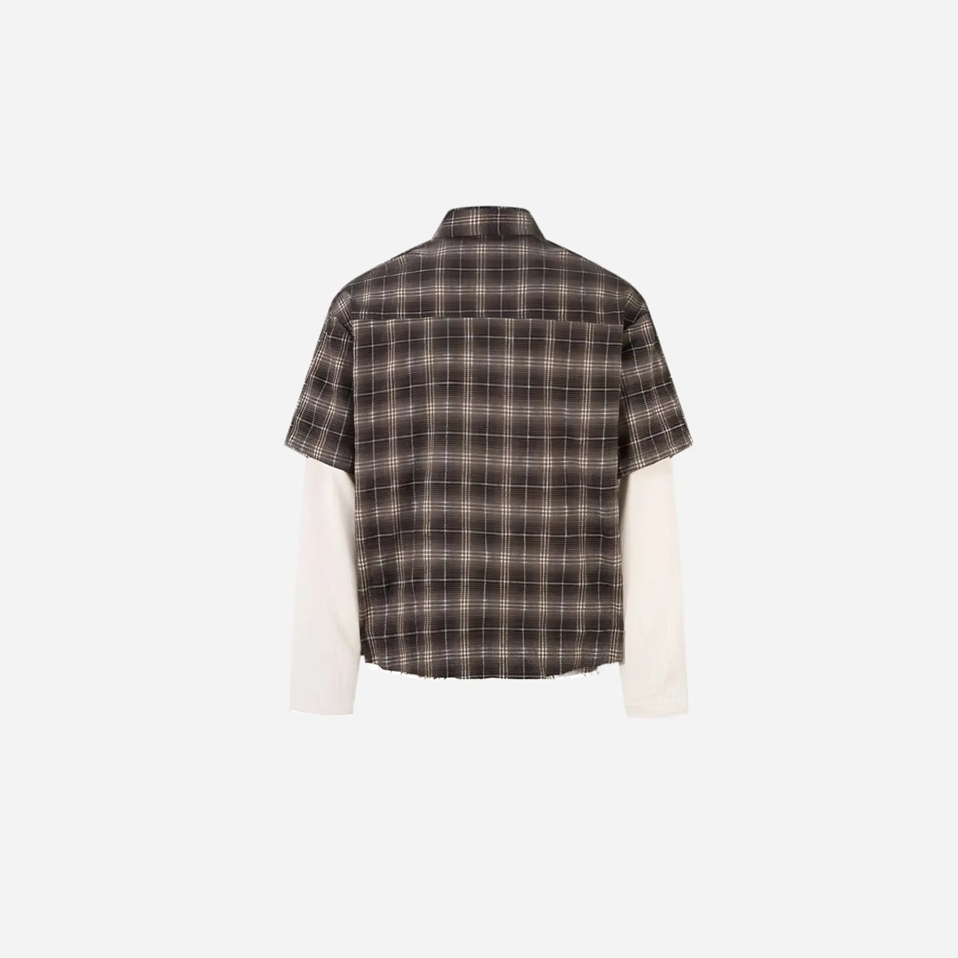 Vintage Plaid Shirts Fake Two Piece Loose Long Sleeve Shirts Button Up Blouse Streetwear Harajuku Hip Hop Shirts Hominus Denim