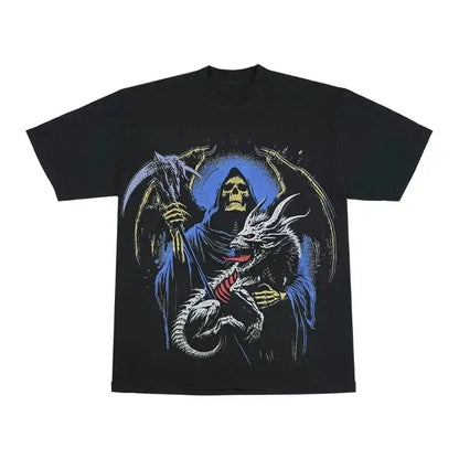 Vintage Retro Reaper Printed Design Tee Hominus Denim
