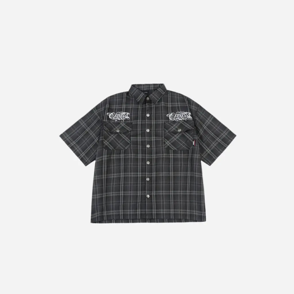 Vintage Short Sleeve Letter Embroidered Shirt Hominus Denim