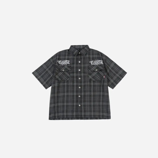 Vintage Short Sleeve Letter Embroidered Shirt Hominus Denim