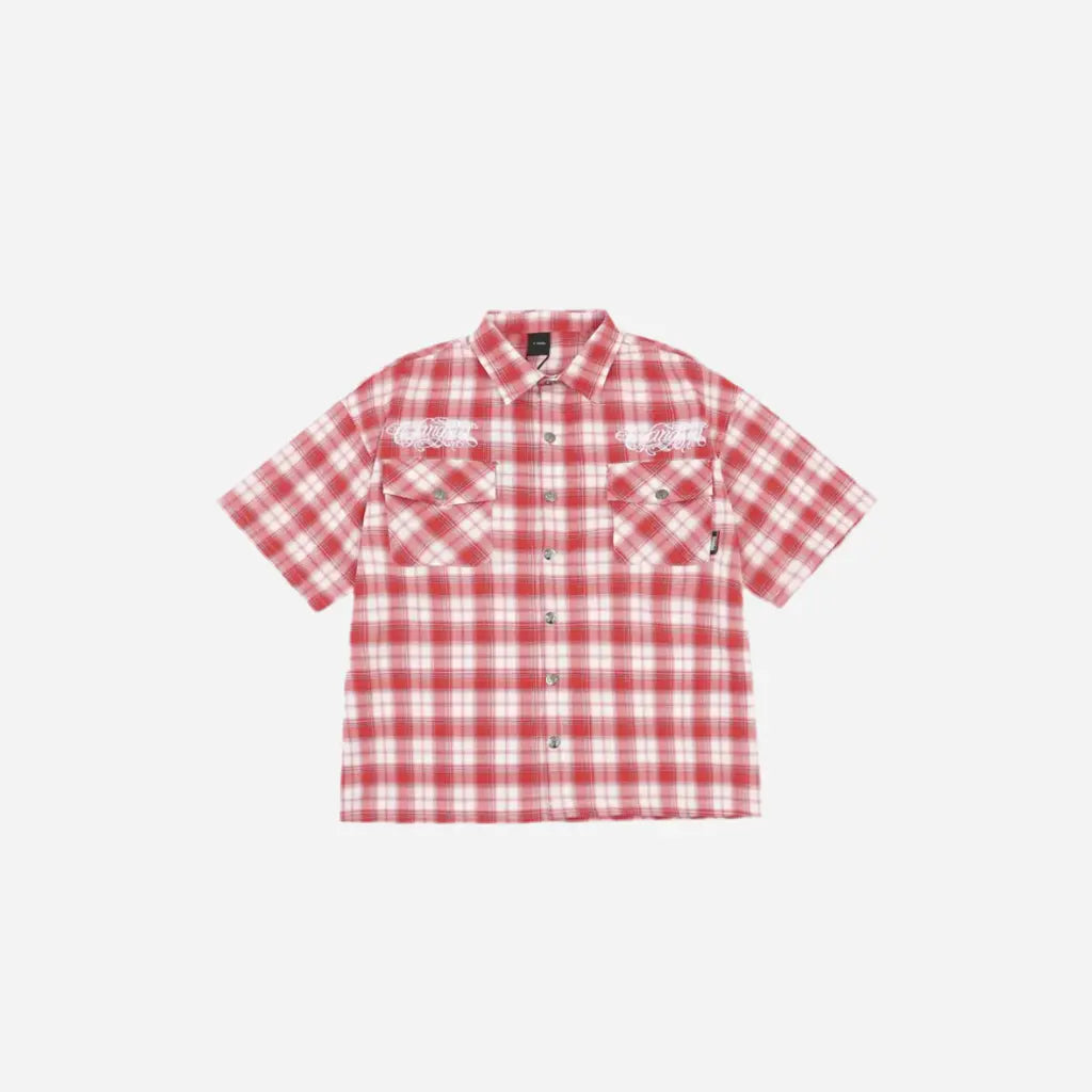 Vintage Short Sleeve Letter Embroidered Shirt Hominus Denim