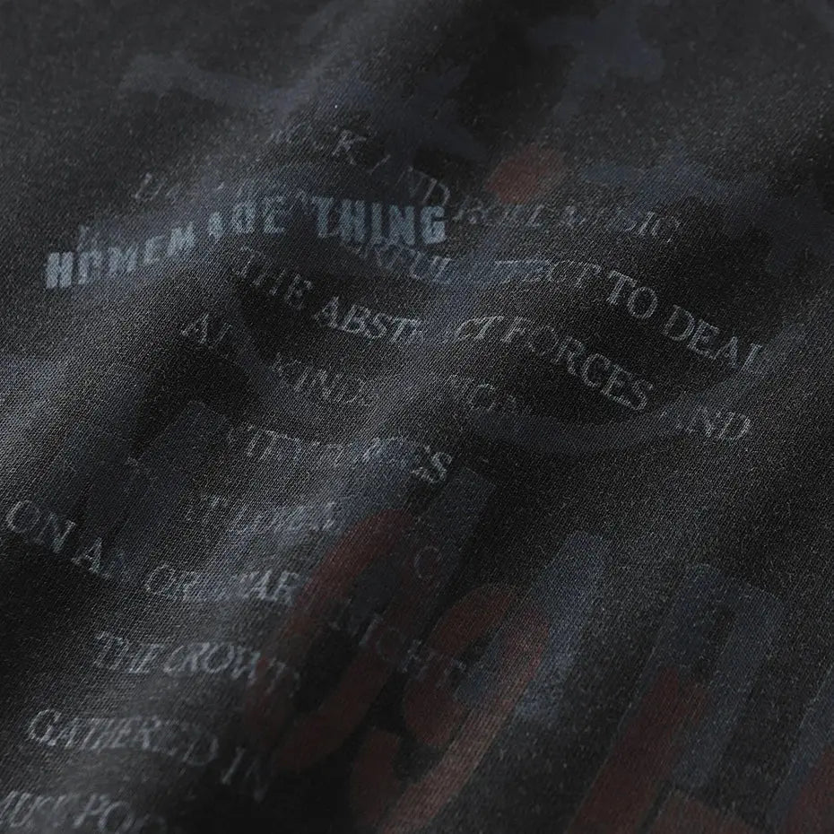 Vintage T Shirt Camouflage Patchwork Fake Two Piece Long Sleeve T-shirt Tee Tops Streetwear Harajuku Hip Hop Oversized Tshirt Hominus Denim