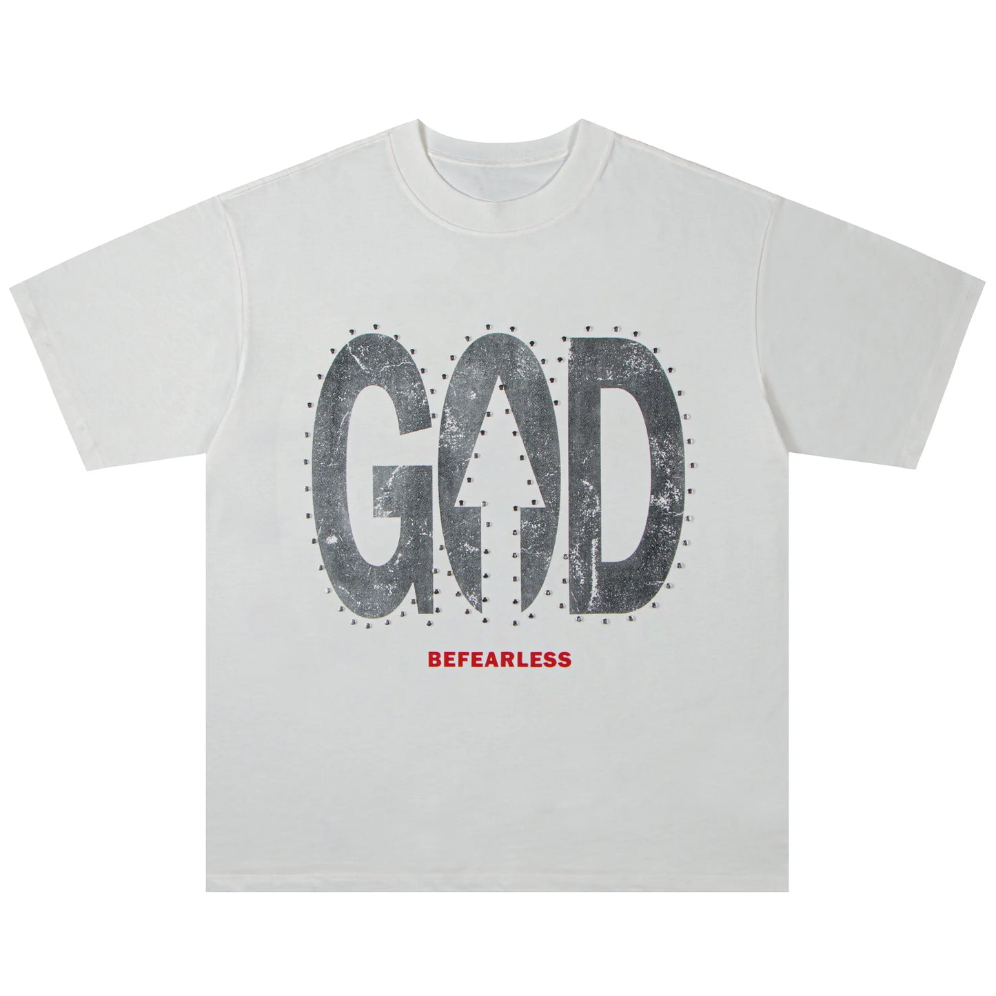 Vintage Washed God Letter Printed Tee Hominus Denim