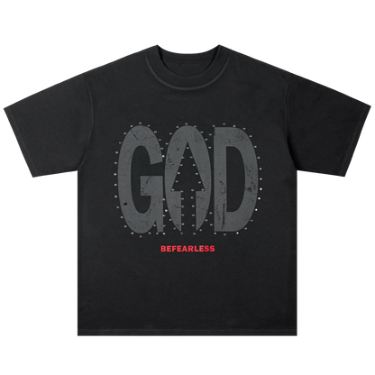 Vintage Washed God Letter Printed Tee Hominus Denim