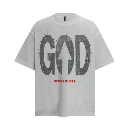 Vintage Washed God Letter Printed Tee Hominus Denim