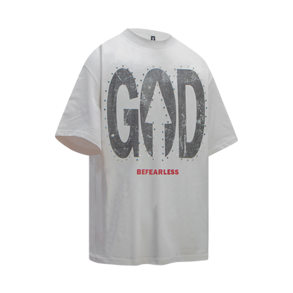 Vintage Washed God Letter Printed Tee Hominus Denim