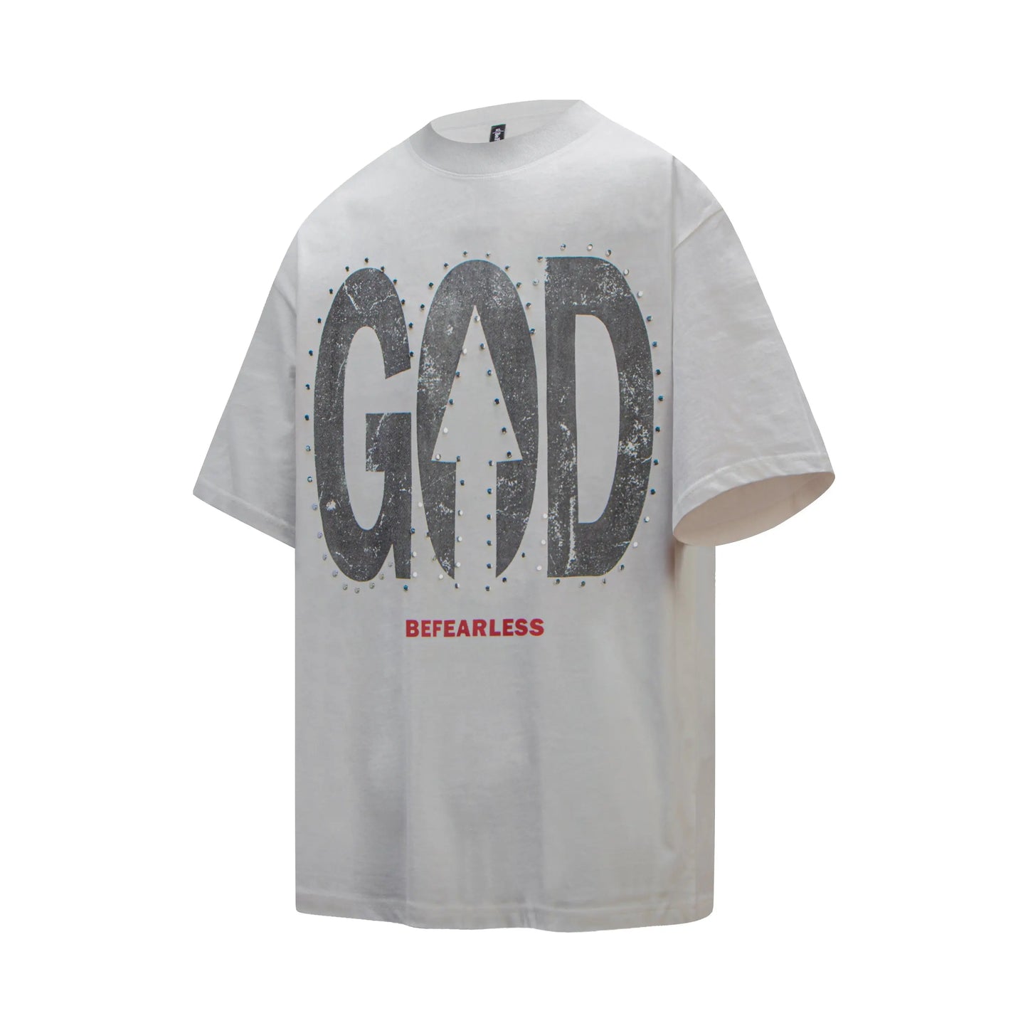 Vintage Washed God Letter Printed Tee Hominus Denim