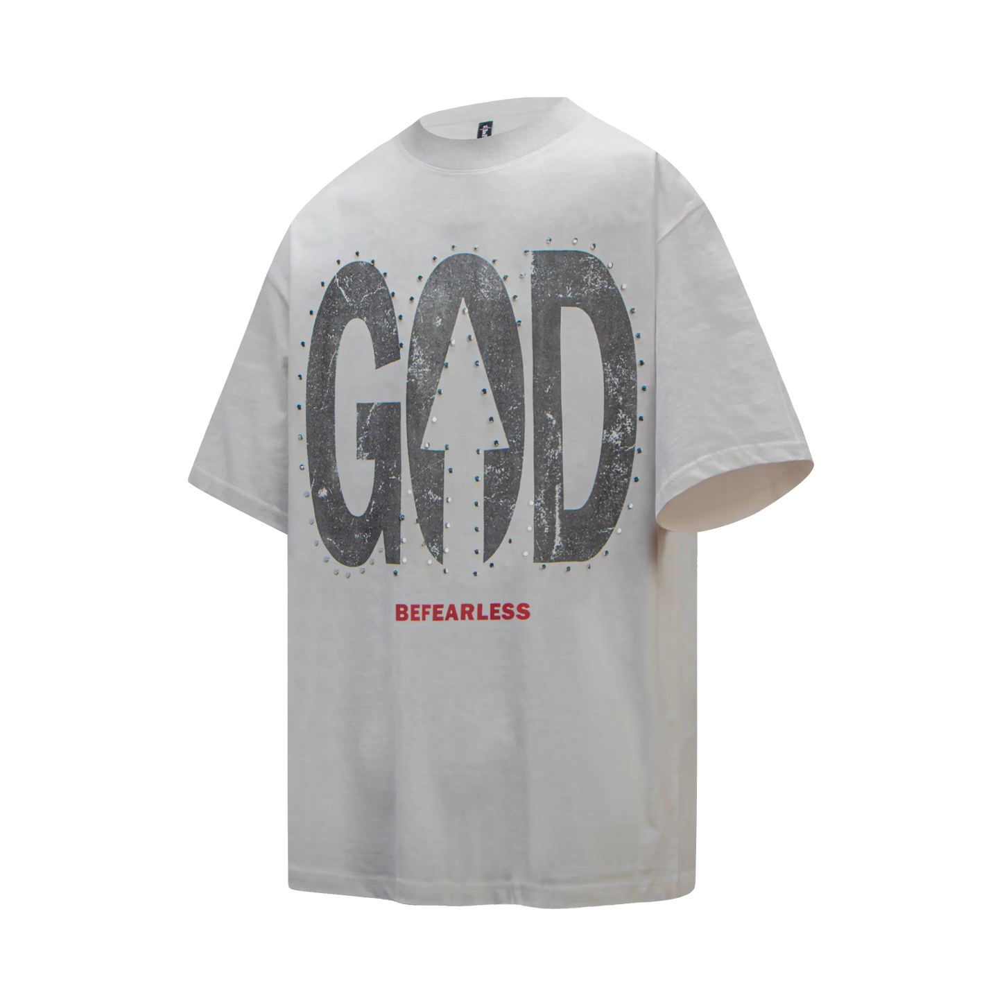 Vintage Washed God Letter Printed Tee Hominus Denim