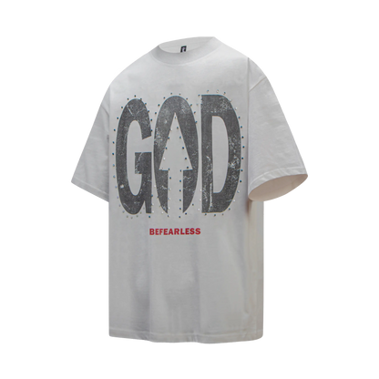 Vintage Washed God Letter Printed Tee Hominus Denim