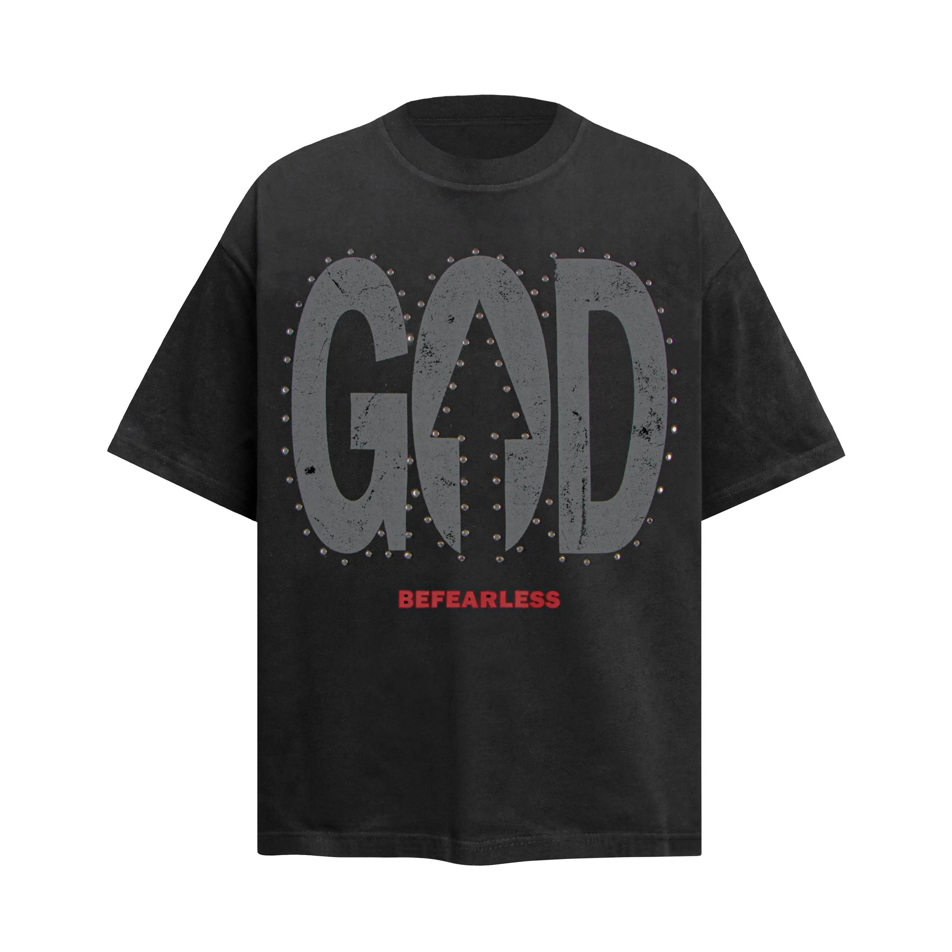 Vintage Washed God Letter Printed Tee Hominus Denim