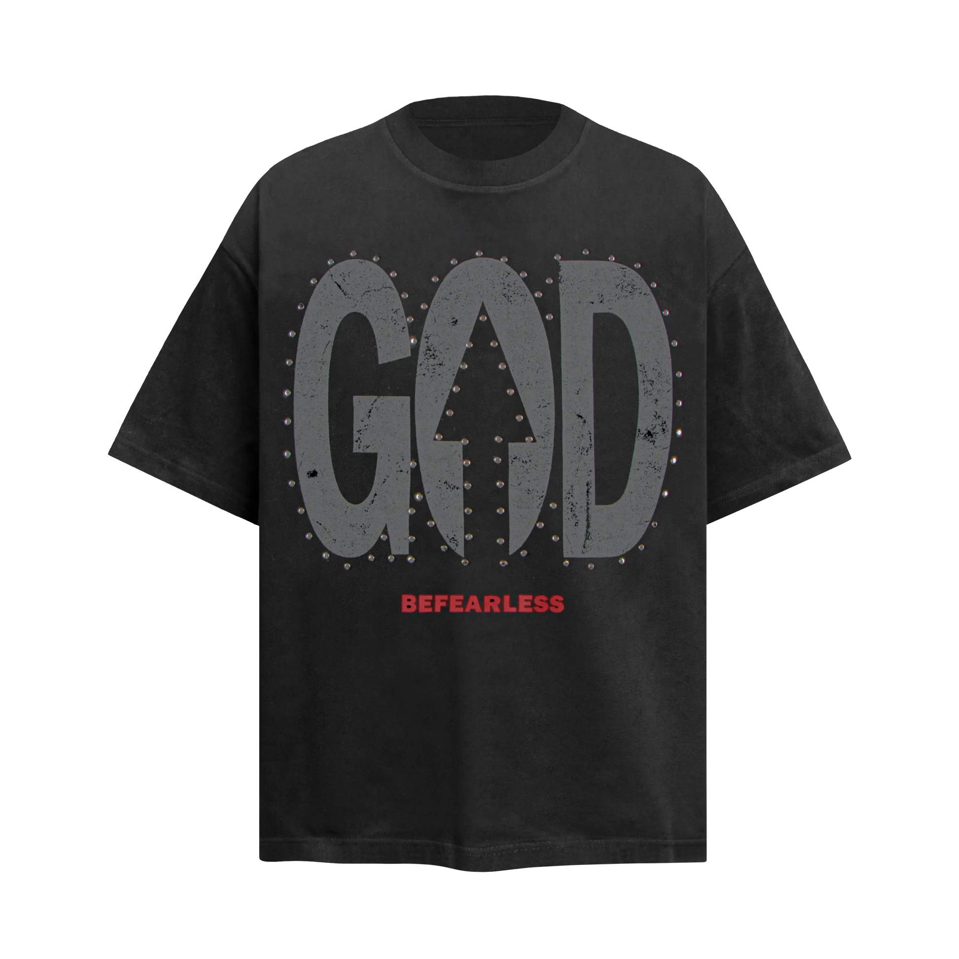 Vintage Washed God Letter Printed Tee Hominus Denim