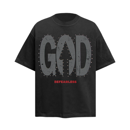 Vintage Washed God Letter Printed Tee Hominus Denim