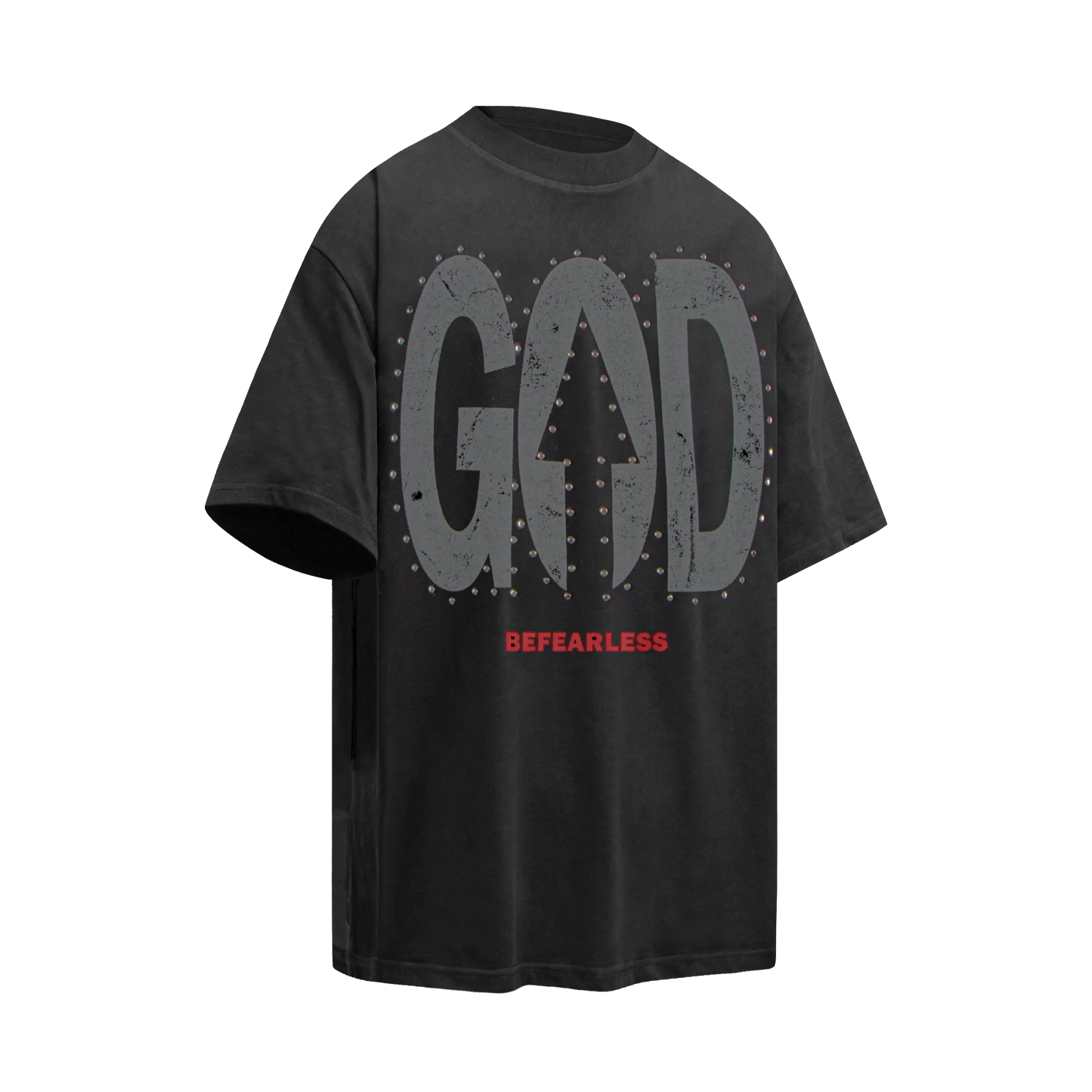 Vintage Washed God Letter Printed Tee Hominus Denim