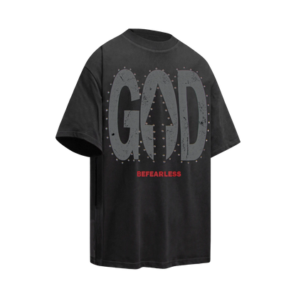 Vintage Washed God Letter Printed Tee Hominus Denim