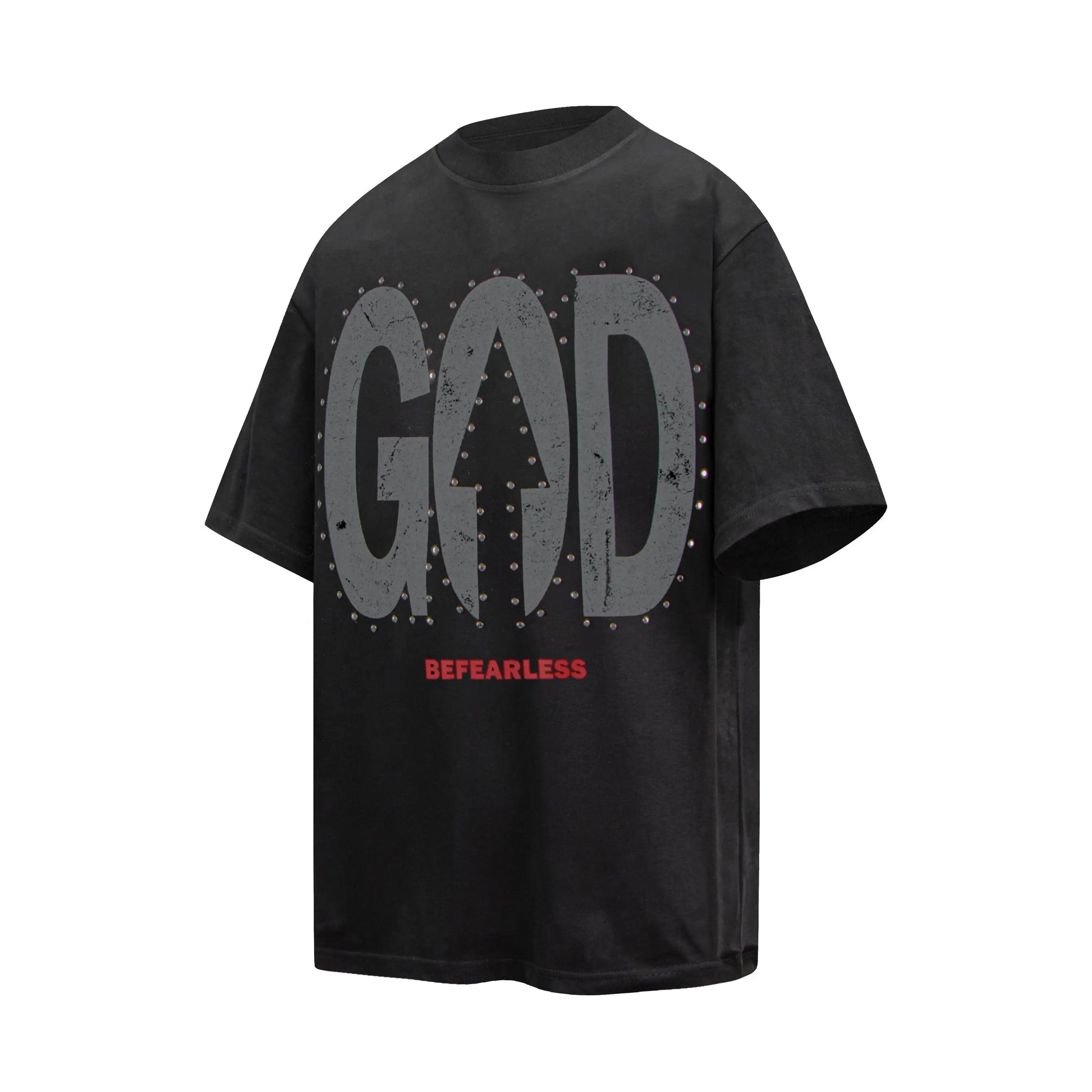 Vintage Washed God Letter Printed Tee Hominus Denim