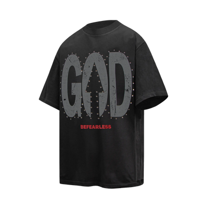 Vintage Washed God Letter Printed Tee Hominus Denim