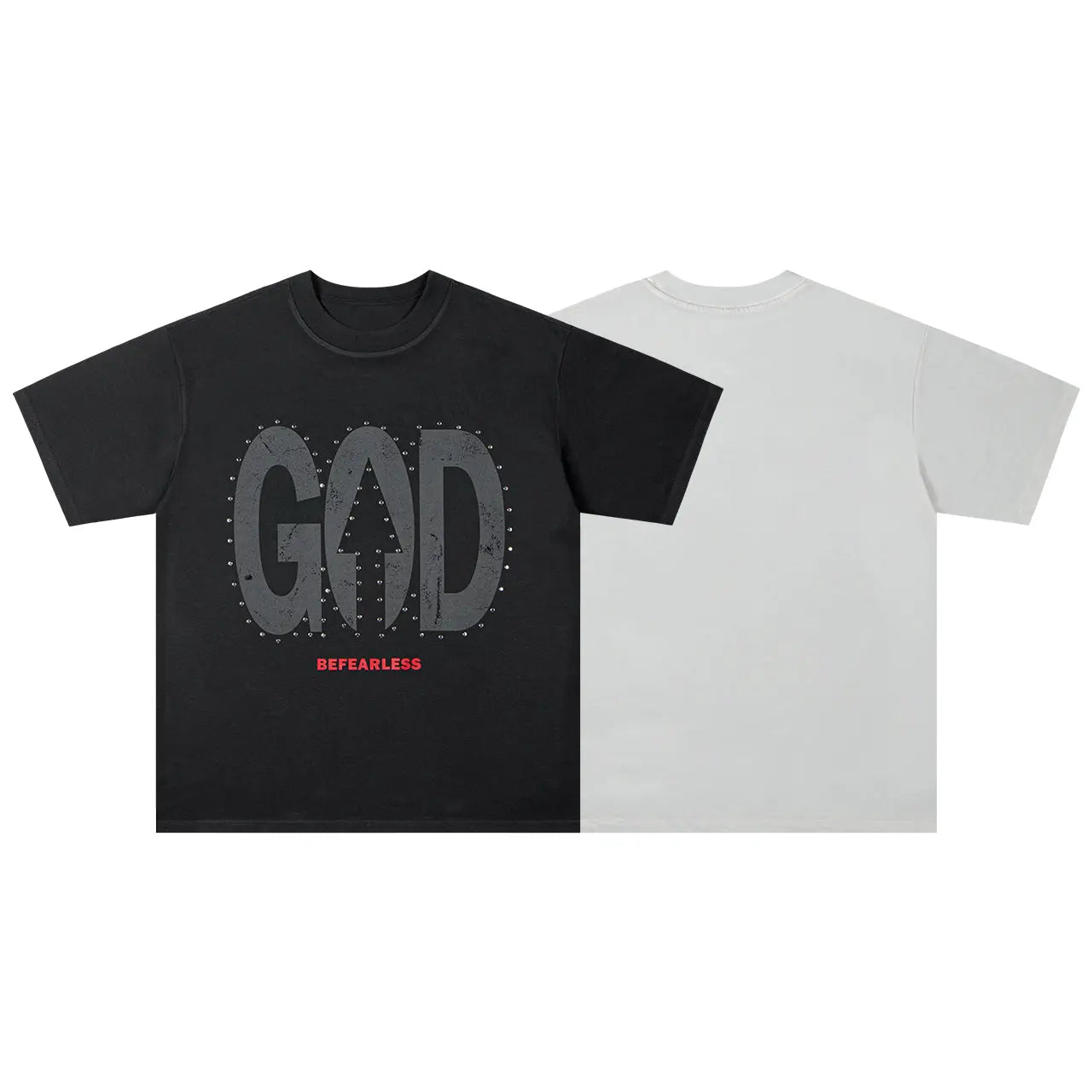 Vintage Washed God Letter Printed Tee Hominus Denim