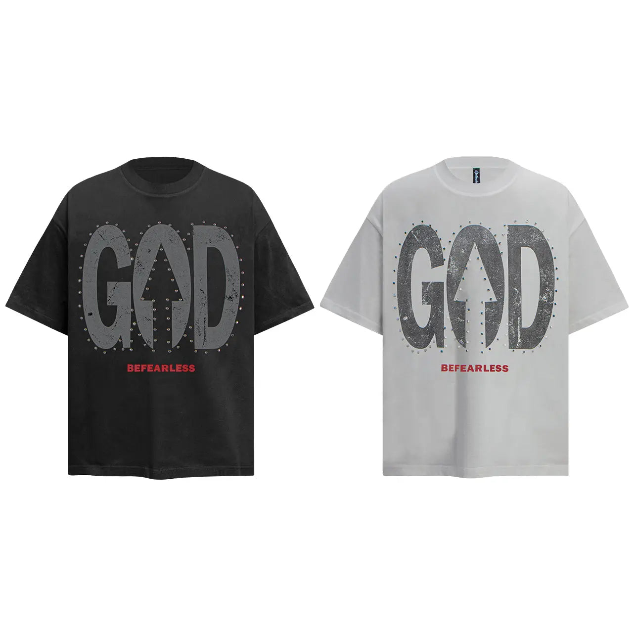 Vintage Washed God Letter Printed Tee Hominus Denim