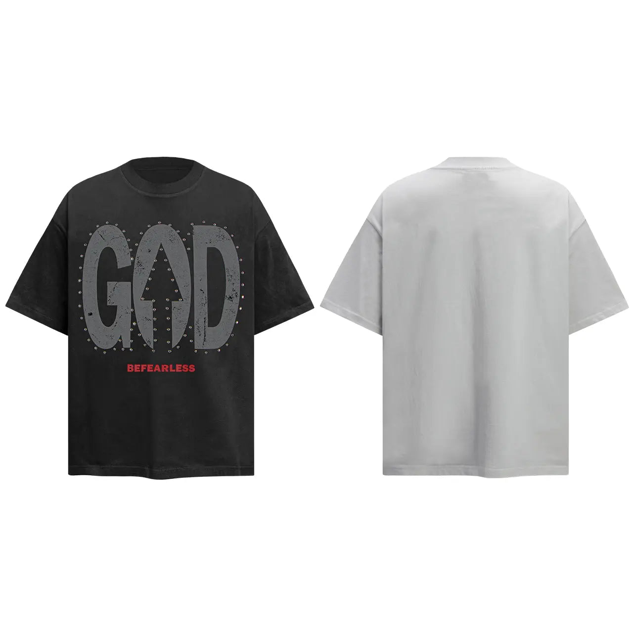 Vintage Washed God Letter Printed Tee Hominus Denim