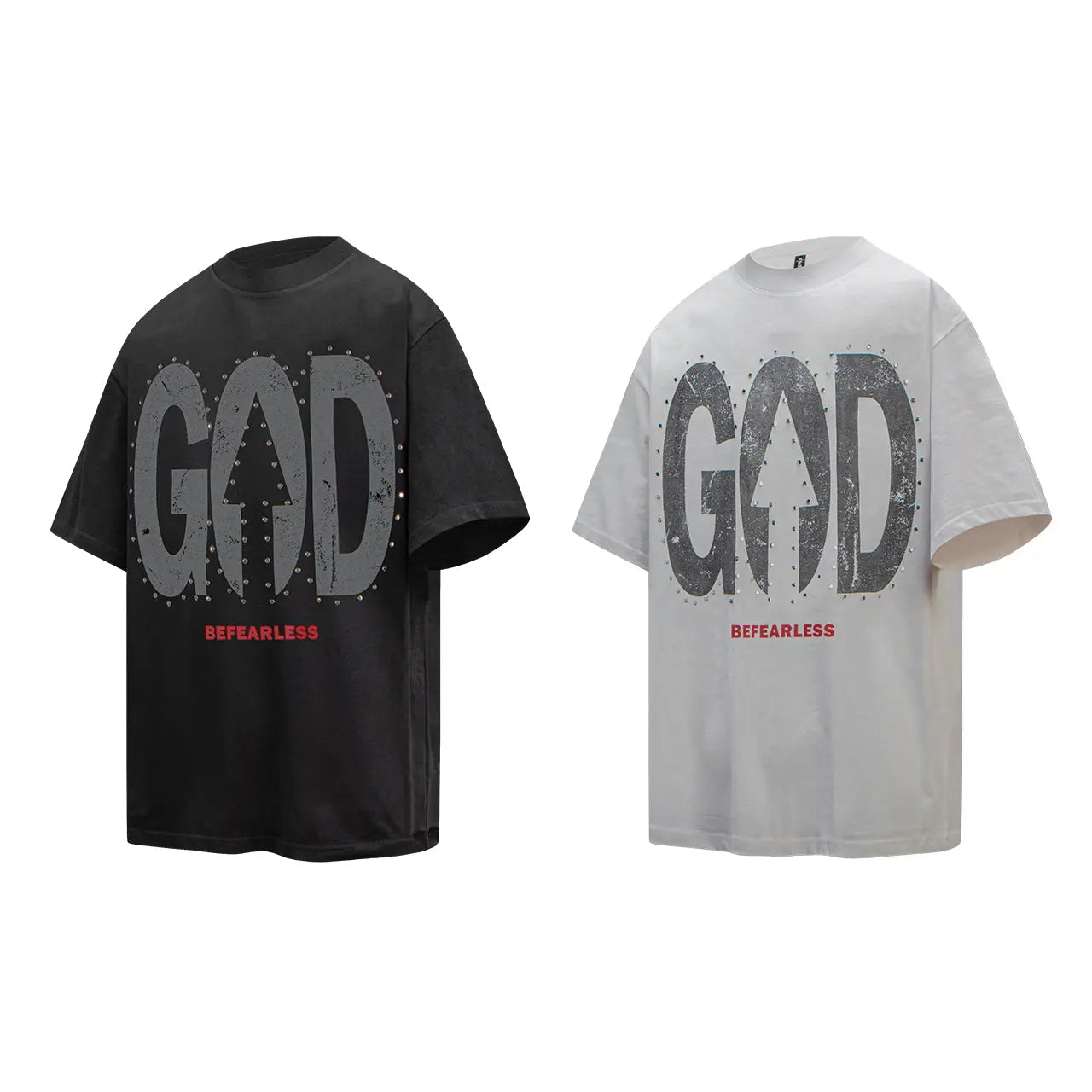 Vintage Washed God Letter Printed Tee Hominus Denim