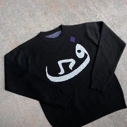 Vintage Y2K Arabic Letter Design Knit - Hominus Denim