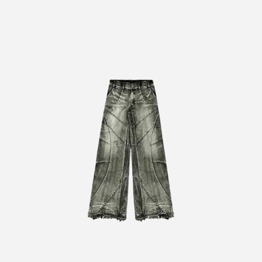 Washed Destroyed Stitches Baggy Jeans Hominus Denim