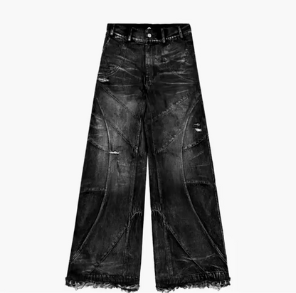 Washed Destroyed Stitches Black Jean Hominus Denim