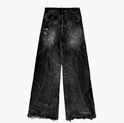 Washed Destroyed Stitches Black Jean Hominus Denim