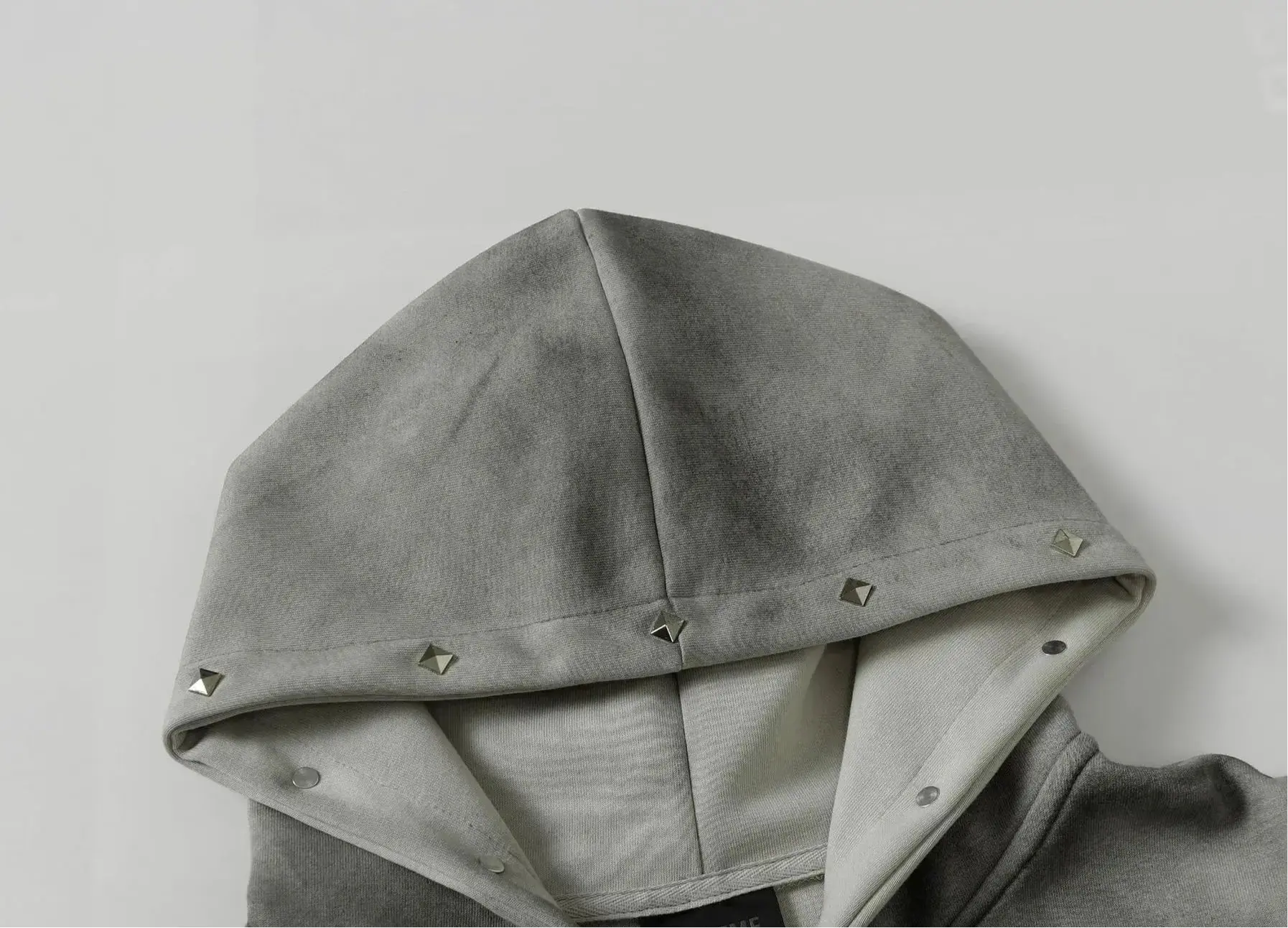 Washed Distressed Rivet Zipper Hoodie Hominus Denim