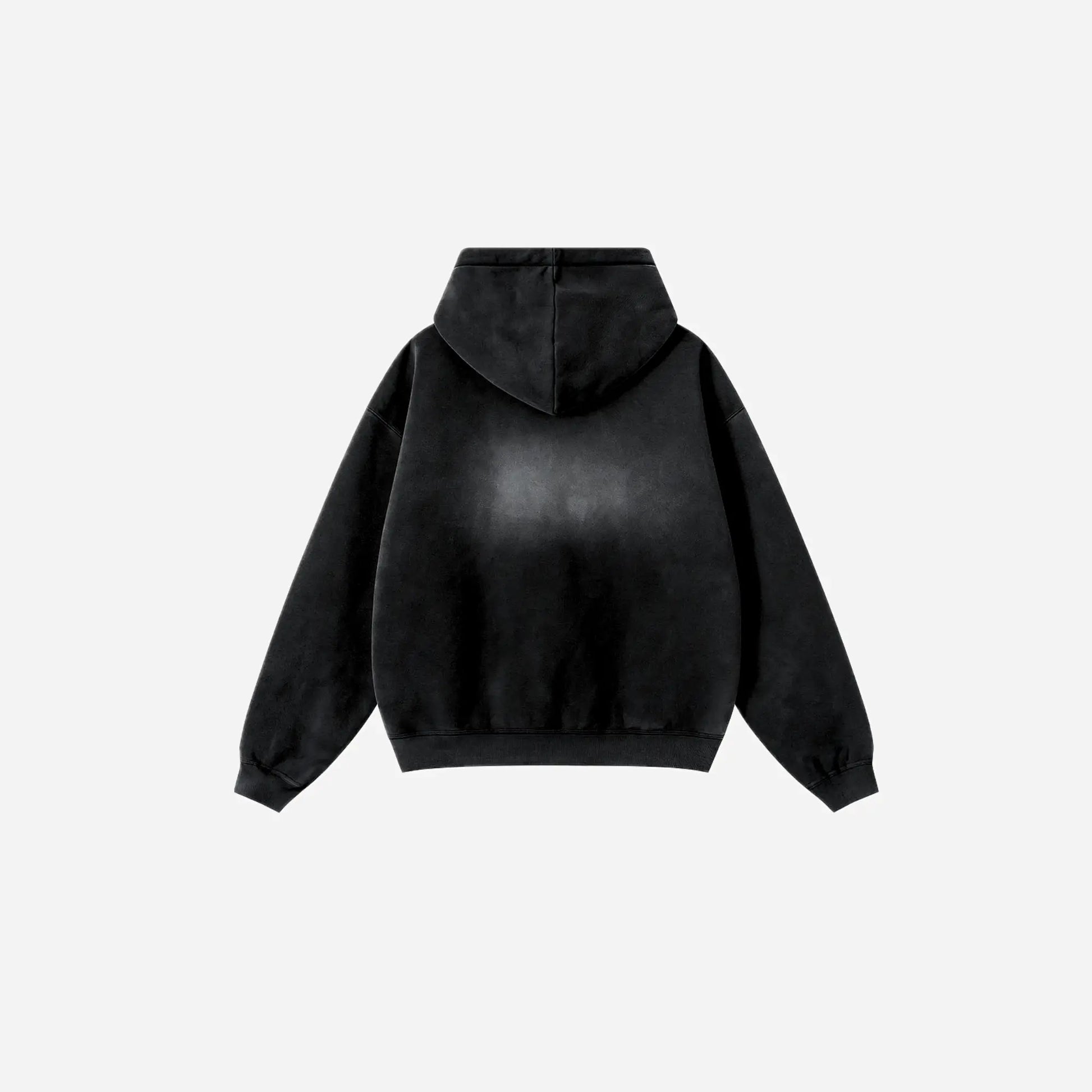 Washed Faded 9 Seal Logo Zip Hoodie Hominus Denim