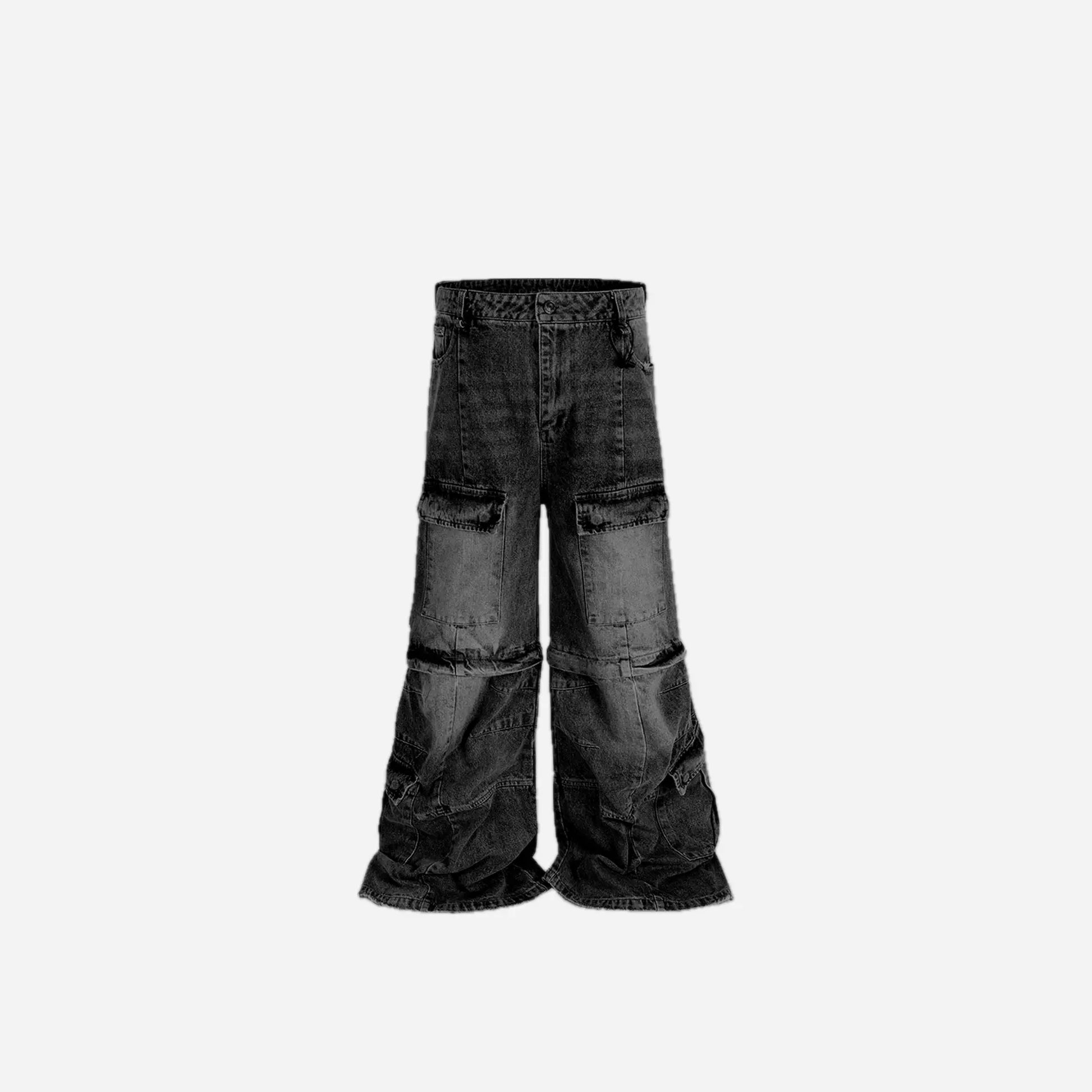 Washed Grunge Multi Pocket Baggy Jeans Hominus Denim