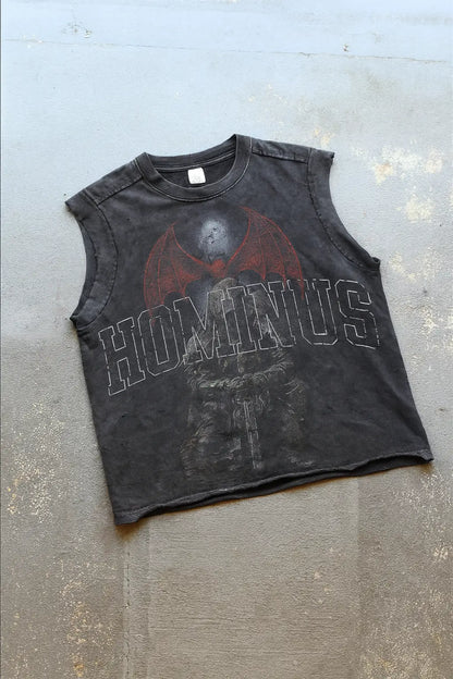 Washed Hominus Printed Design Tank Top Hominus Denim