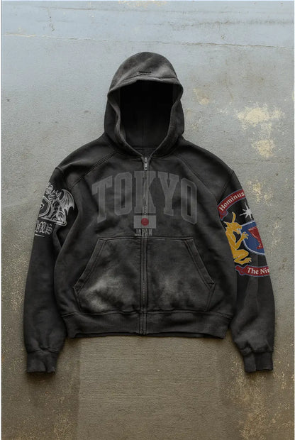 Washed Ripped Hominus Tokyo Hoodie Hominus Denim