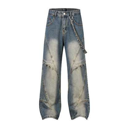 Washed Y2K Metal Rivets Raver Jeans