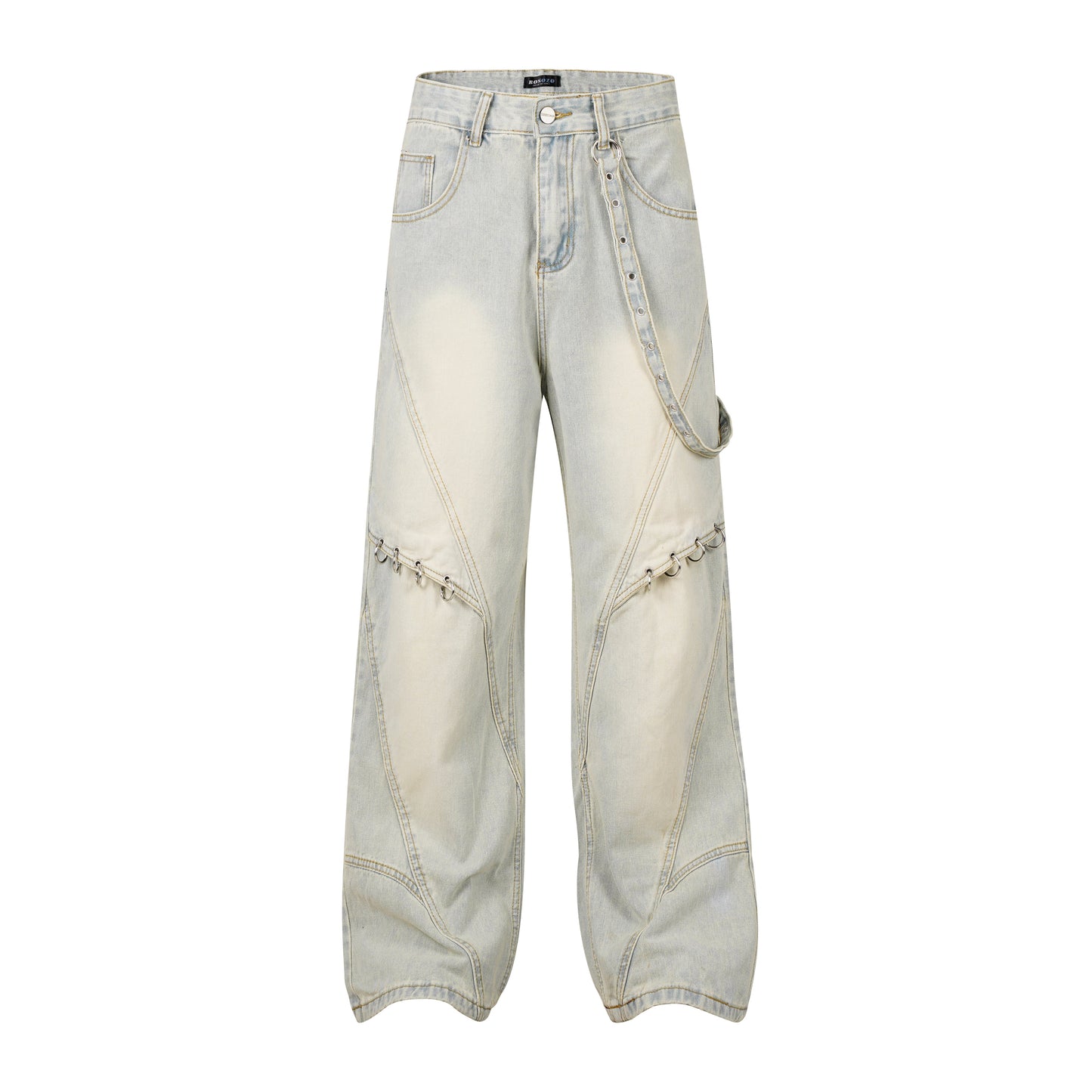 Washed Y2K Metal Rivets Raver Jeans