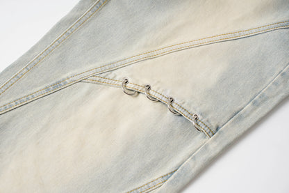 Washed Y2K Metal Rivets Raver Jeans