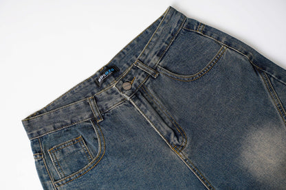 Washed Y2K Metal Rivets Raver Jeans