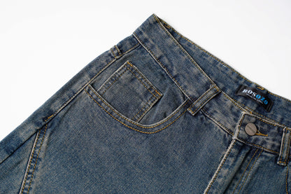 Washed Y2K Metal Rivets Raver Jeans