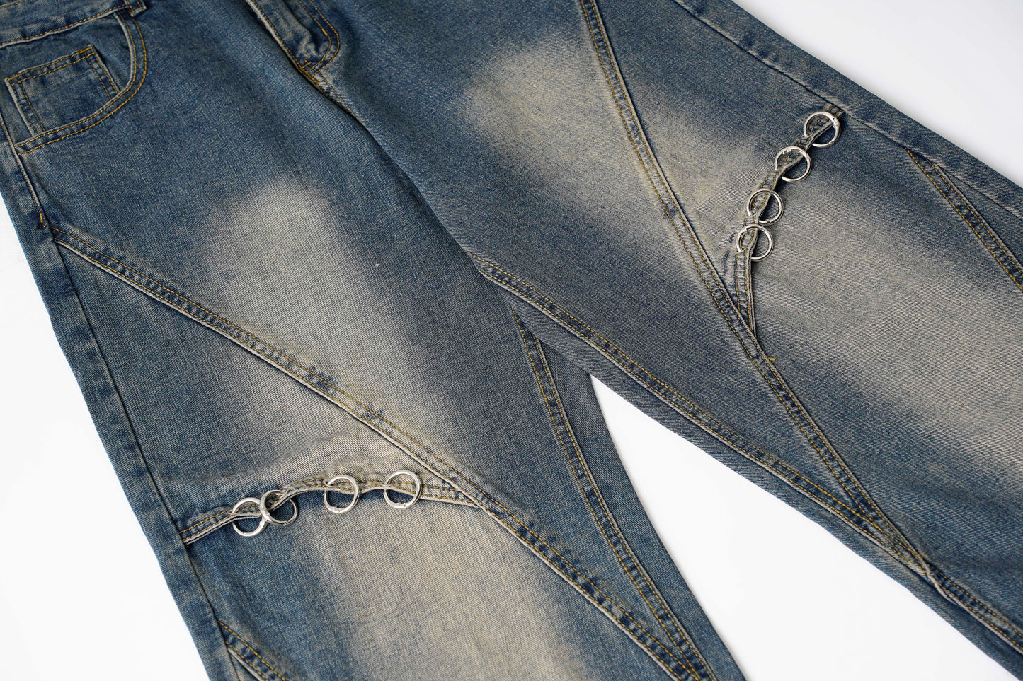 Washed Y2K Metal Rivets Raver Jeans