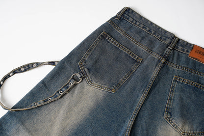 Washed Y2K Metal Rivets Raver Jeans