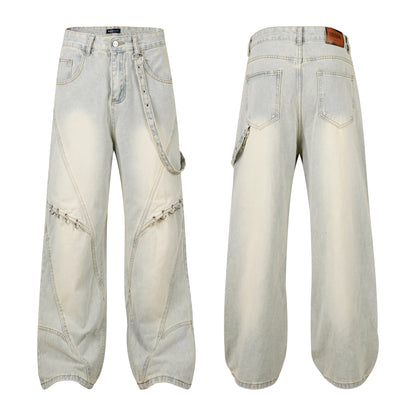 Washed Y2K Metal Rivets Raver Jeans