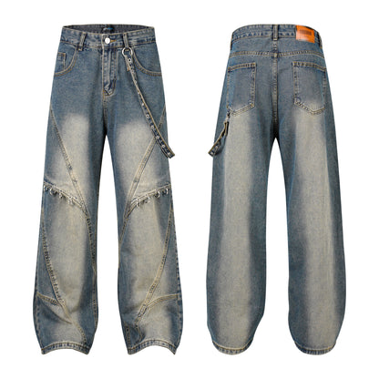 Washed Y2K Metal Rivets Raver Jeans