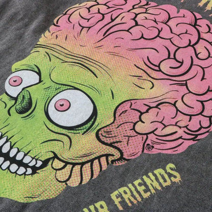 Washed Zombie Skull Printed Tee
