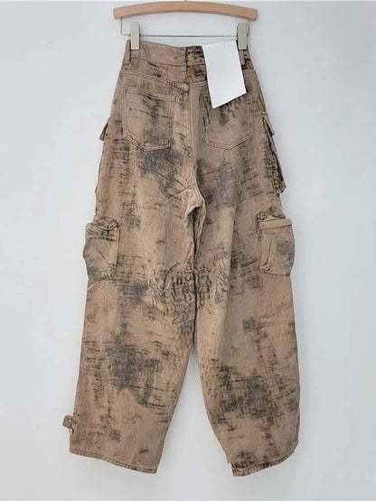 Wide Leg Tie-dye Multiple Pockets Baggy Cargo Pant